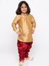 VASTRAMAY Boys' Gold Cotton Silk Kurta and Dhoti Pant Set
